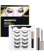Ailun Magnetic Eyeliner and False Eyelashes Kit Bulk Fluffy Natural Look Faux Mink Lashes Long Extension Eyelashes with Tweezers,Waterproof Easy to Wear,Reusable and No Glue Needed [5 Pairs-10 Count]
