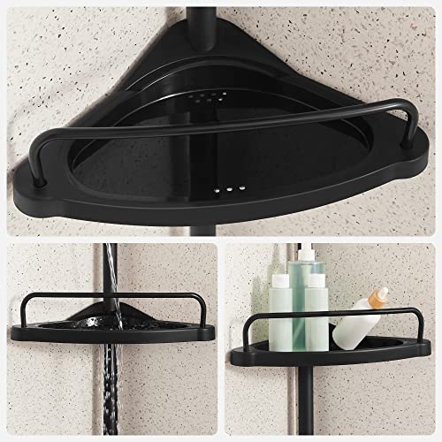 SONGMICS Shower Corner Shelf, 4-Tier Bathroom Shower Shelf, 85-305 cm Adjustable Shower Caddies, Bathroom Organiser, Black BCB001B01