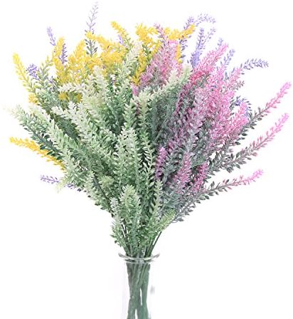 SVEN HOME 8 Bundles Artificial Flowers Lavender Bouquet Plant for Home Bridal Decor Wedding DIY Floor Garden Office Garden Patio Decoration Fake Flowers (Mix 4 Color )