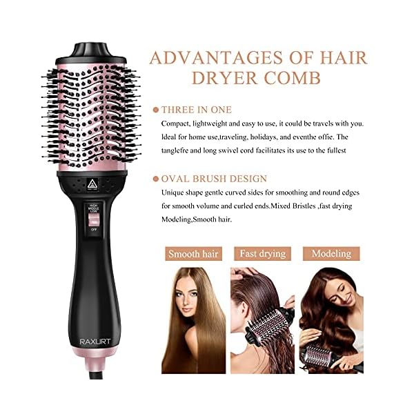 Hair-Dryer-Brush4-in-1Multifunctional-Hot-Air-Brush-and-VolumizerAnti-Frizz-Ion-Technology-Blow-Hair-Styler-for-Women-One-Step-Styling-Tool-with-3pcs-Hair-Clips-3pcs-Hair-Ties Hair Dryer Brush,4 in 1Multifunctional Hot Air Brush and Volumizer,Anti-Frizz Ion Technology Blow Hair Styler for Women…
