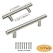Gobrico 10 Pack 3-3/4 Inch Hole Centers Kitchen Cabinet Handles Brushed Nickel Cabinet Pulls Stainless Steel T Bar Dresser Handles and Knobs for Hardware-6 Inch Overall Length