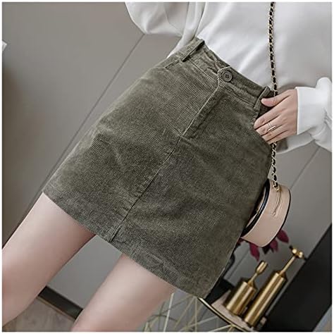 JJYPT Ladies corduroy mini A-line skirt high waist slim fit