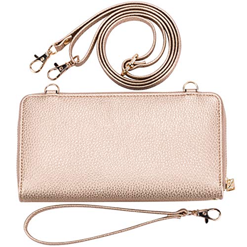 Heaye Wristlet Wallet Phone Bags for Women with Card Slots Rose Gold