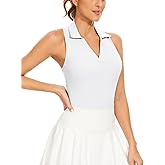 Soneven Women's Sleeveless Golf Shirts Ribbed Golf Tanks Tops UPF50+ Athletic Racerback Polo Shirts Tennis Tops