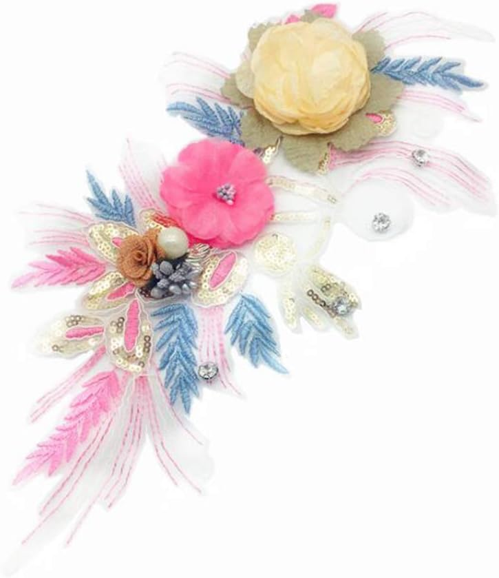 Jixing Large Flower Embroidery Applique Patches Lace Fabric Motif Clothes Decorated DIY Sewing Supplies