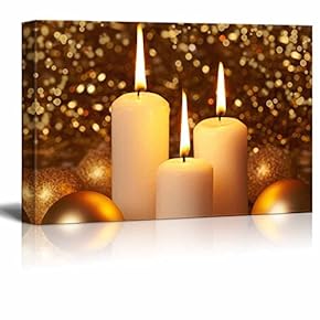 Burning Christmas Candles Wall Decor