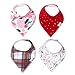 Copper Pearl 4 Pack Soft Cotton Baby Bibs for Drooling and Teething, Absorbent Drool Bibs for Baby Girl and Boy, Adjustable to Fit Newborns to Toddlers, Tons of Styles (Holly)