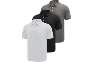 KUYIGO 3 Pack Mens Polo Shirts Short Sleeve Moisture Wicking Quick Dry Performance Summer Casual Athletic Golf Shirt