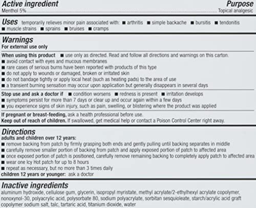 Icy Hot Medicated Patch Extra Strength Pain Relief Patch for Back or Large Area, 5 Count
