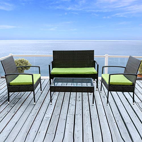 Merax 4-piece Outdoor PE Rattan Wicker Sofa and Chairs Set Rattan Patio Garden Furniture Set