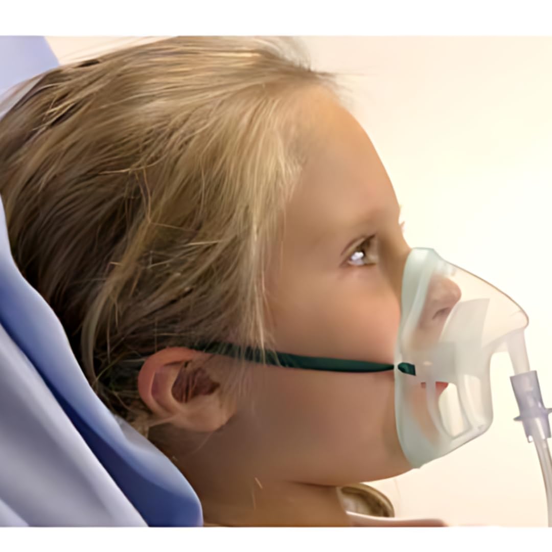 The Oxygen Store Intersurgical EcoLite Paediatric Medium Concentration Oxygen Mask for Children | Non-PVC Material | Clear, Durable, Soft Design That Contours to The Face | Long Term Use