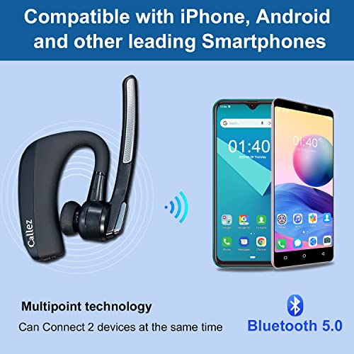 Bluetooth Headphones with CVC8.0 Dual Microphone Noise Cancellation, Pinganillo V5.0 Wireless Bluetooth Headset for Mobile iPhone Samsung Driving Office Business, Clear Chat