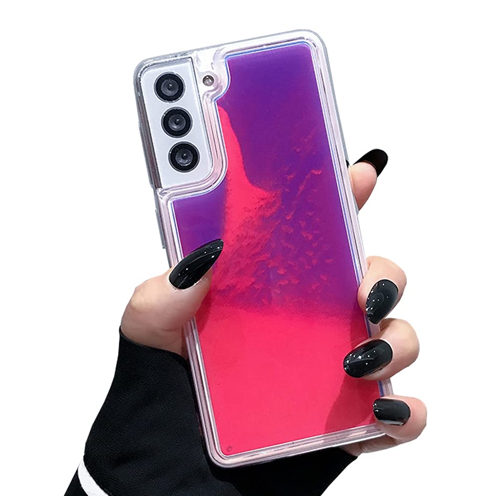 Yatchen Liquid Fluorescent Case Compatible with Samsung Galaxy Note 20,Luxury Fun Glow in The Darkness Quicksand Clear Soft TPU Back Cover Luminous Shockproof Protector-Rose
