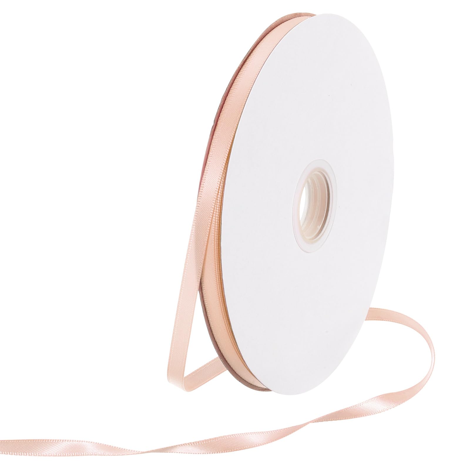 Rebower 6mm Satin Ribbon 91m Thick Double Face Grosgrain Silk Ribbon, [for Gift Wrapping, Hair Bows, Wedding, Cake, Flower] - 100 Yard/300ft/ Apricot