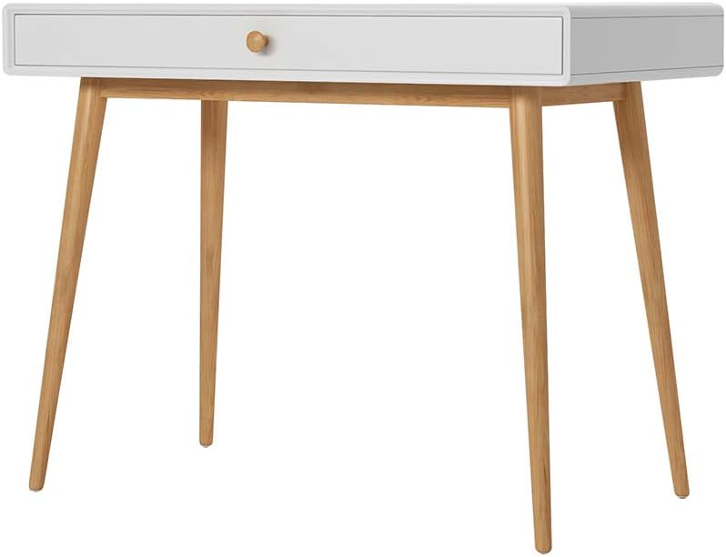 Home Office Writing Desk Computer Desk with Drawer, Simple Modern Makeup Vanity Table, White: Kitchen & Dining