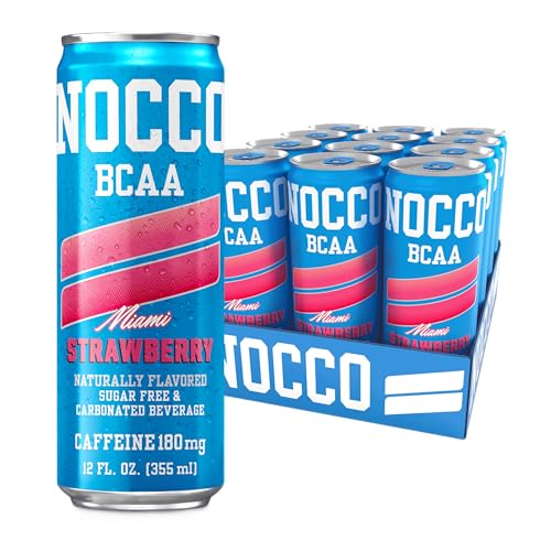 NOCCO BCAA Energy Drink Miami Strawberry 12 Fl Oz (Pack of 12