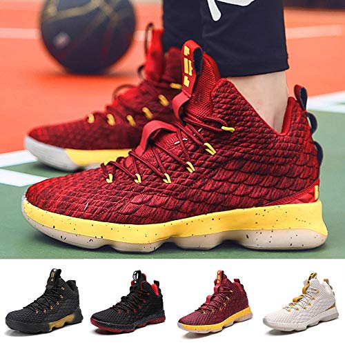 SMALLE ◕‿◕ Men‘s Sneakers,Crocodile Surface Design Running Sports Basketball Shoes Non-Slip Wear Resistant Casual Shoes Wine