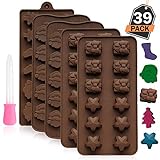 39 Piece Christmas Chocolate Mold Set, Christmas Theme Silicone Moulds, Ideal for Xmas Shaped Chocolate, Ice, Lotion Bars, Candy, Jelly, Candles, and Other DIY Products