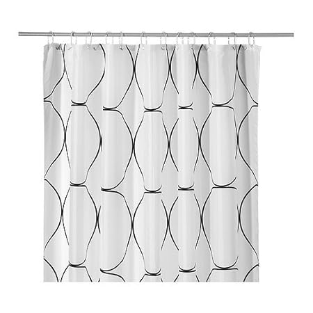 Ikea Uddgrund Bathroom Shower Curtain White Black Amazon Co Uk