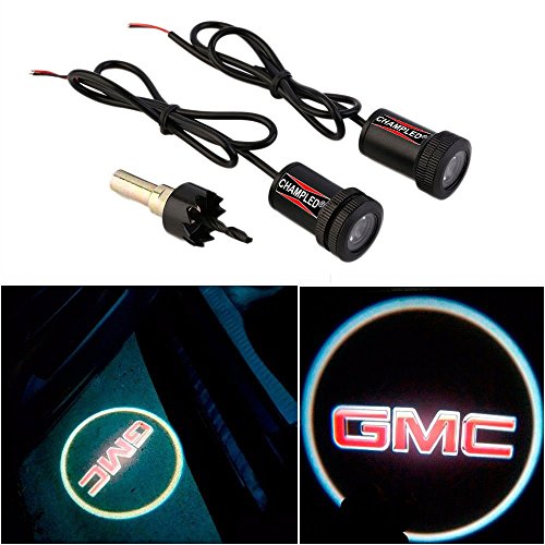 CHAMPLED® For GMC Laser Projector Logo Illuminated Emblem Under Door Step courtesy Light Lighting symbol sign badge LED Glow Car Auto Performance Tuning Accessory