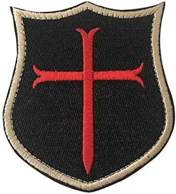 FBALZ Tactical Knights Templar Cross Velcro Shield Military Patch