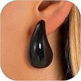 KeyStyle Chunky Gold Hoop Earrings for Women Trendy, Stainless Steel TearDrop Hoops Earring, Lightweight Water Drop Ear Jewerly