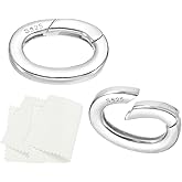 PATIKIL 13x10mm 925 Sterling Silver Spring Gate Rings, 2Pcs Oval Spring Clasps Necklace Enhancer Shortener Closures Connector for Jewelry Making Necklaces DIY, Silver Tone