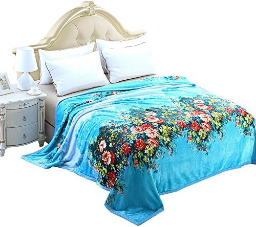 MYLUNE HOME Faux Fur Mink Fleece Blanket Throws with Flower Pattern on Chair Sofa and Bed Full/Queen/King Size