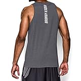 Under Armour Men's Charged Cotton Jus Sayin Too Tank, Carbon Heather (090)/Elemental, Large