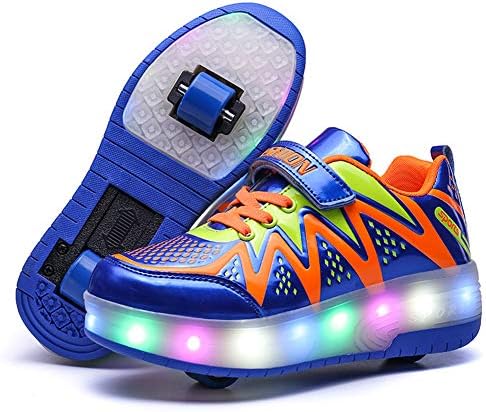 Unisex Kids Boys Girls LED Trainer,LED Roller Skates Shoes,7 Colors Double Wheels, Retractable/Lightweight Low-Top Outdoor Sports Cross Shoes Gymnastic Running Sneakers
