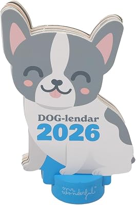 Mr Wonderful - Calendário de secretária 2026 com suporte - Bulldog
