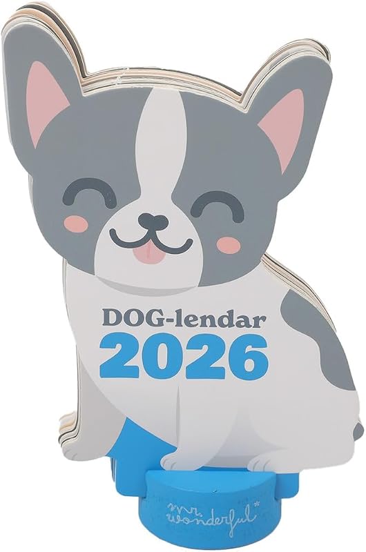 Mr Wonderful - Calendário de secretária 2026 com suporte - Bulldog