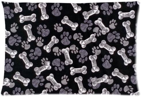 Pookeb Paw Prints Bones Cute Cover Design Custom Zippered Pillow Cases 20x30 (Twin sides)