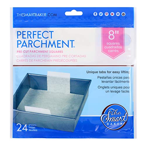 The Smart Baker 8 inch Square Perfect Parchment Paper 24 Pack Precut