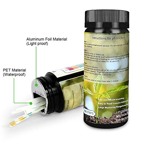 FUNSWTM Soil pH Test Kit, Soil Testing Kit, 100 Tests Soil PH Strips for Testing Soil,Garden
