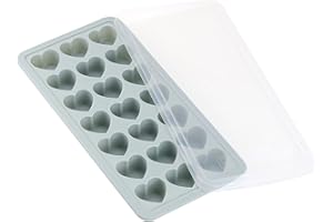 BTYMS Heart Shaped Ice Cube Trays with Lid, Chocolate Mold, Easy Release Ice Trays, 21-Cavity Silicone Heart Molds for Ice Cubes, Gelatine, Baking and Candy