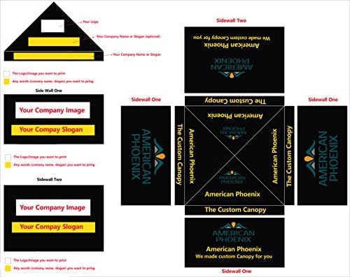 American Phoenix 10"x10" Digital Graphics Logo Printed Custom Event Easy Pop Up Canopy Tent+ Printed Custom Side Wall available (White Frame, 10"x10" Canpy)