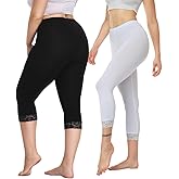 caringgarden 2 Pack High Waisted Yoga Capris for Women Stretchy Cropped Leggings Lightweight Gym Tights