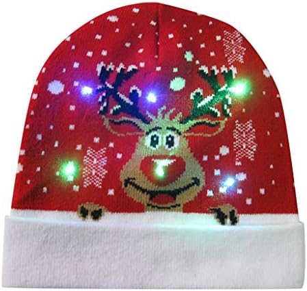 Succper Christmas hat LED Light Up Hat Beanie Knit Cap, Colorful Lights Xmas Beanie Unisex Winter Snow Sweater Ugly Holiday Party Cap
