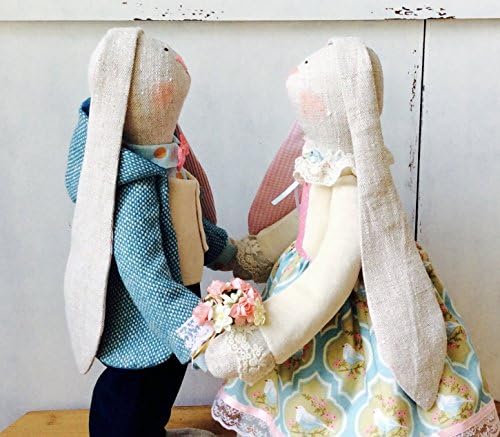 Tilda Couple of Bunnies Animal fabric Rabbit toy Soft toy Fabric Stuffed bunny Textile bunny Gift for couple Toy Kids room decor Home decor