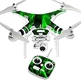 MightySkins Skin Compatible with DJI Phantom 3 Standard Quadcopter Drone wrap Cover Sticker Skins Green Flames