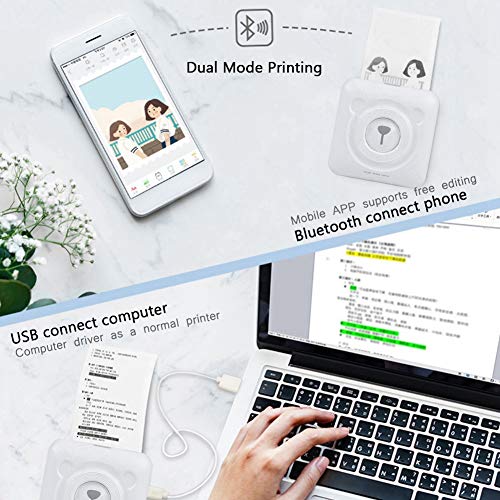 image for fosa Mini Thermal Printer Bluetooth Wireless Printer Support USB Pocke