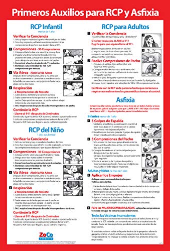 CPR & Choking Poster in Spanish (Espanol) - Laminated, 17 x 22 inches - Restaurant Compliance Signs - School Supplies in Spanish