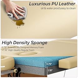 KCC Memory Foam Portable Massage Table, Foldable