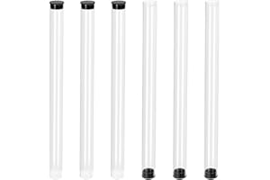 AHANDMAKER 6pcs Clear Plastic Storage Tubes 10 Inch with Black Lids Flat Bottom Durable Bead Containers for Crafting Jewelry Supplies Item Storage DIY Projects Home Decor