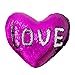 U-miss Mermaid Pillow with Pillow Insert, Two-Color Decorative Heart Shape Reversible Sequin Pillow 13''×15'' (Heart-Shaped, Silver-Rose Red)