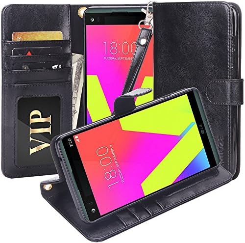 LG V20 Case, Moze LG V20 Wallet Case [4 Card Slots ] [Wrist Strap] [Stand Feature] PU Leather Flip Wallet Case Cover for LG V20 -Black