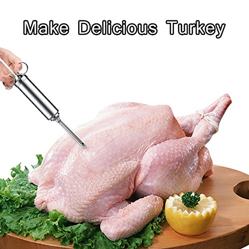 Naisidier 304 Stainless Steel Meat Injector Kit with 2 Professional Marinade Needles, 2-oz barrel