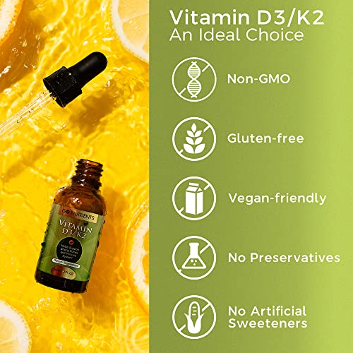 Go Nutrients Liquid Vitamin D3 with K2 (MK7) Drops Vitamin D Liquid