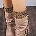 2 Pack of Womens Short Crochet Leg Warmer Knit Boot Socks Topper Cuff Dark Grey/Khaki, One Size